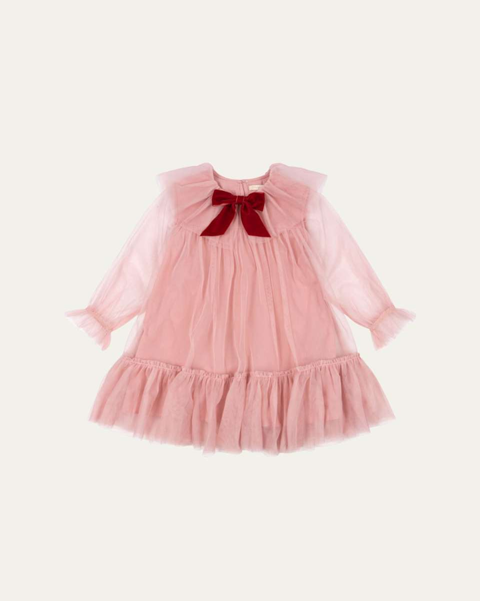 Girl's Layered Dress W/ Bow, Size 12M-10